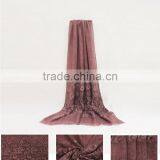 New Fashion Custom Embroidery Flower Plain Dyed Linon Viscose Hijab Scarf thumbnail-3