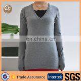 Women Wholesale Knitted v Neck Cashmere Sweater for Sale thumbnail-1