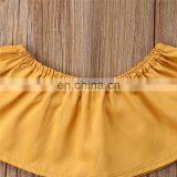 New Arrival Baby Children Clothes Sets Sleeveless Bandeau Sling Top + Sunflower Print Shorts + Hair Strap Set thumbnail-5