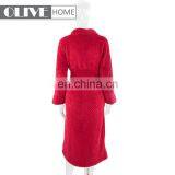 OLIVE Cheap Warm Super Soft Solid Jacquard Women Robe Microfiber Flannel Fleece Bathrobe thumbnail-2