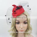 Hot Sale!!!Fashion Ladies Design Veiling And Red Wool Felt Hat thumbnail-1