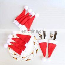 Mini Christmas Hat Tableware Knife Fork Set Holder Pocket Bag Merry Christmas Party Dinner Wine Bottle Xmas Hat Decoration thumbnail-5