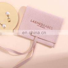 Wholesale Cheap Price Gray Pink Personalized Upscale Custom Logo Drawstring Ribbon Closure Gift Packing Bag Jewelry Pouch thumbnail-4