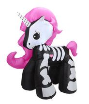 2022 hot 5ft Halloween airblown Inflatable Pink Hair Skeleton Unicorn Decoration