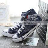 New pattern 2016 casual canvas shoes High Cut Black Men Sneakers cowboy