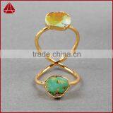 Turquoise Gold Turquoise Double Stone Wire Twisted Ring thumbnail-6