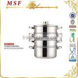 Capsuled Bottom Steel Handle Glass Lid Stainless Steel Steamer Kitchen Accessories thumbnail-1