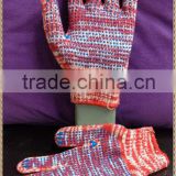 pink and blue knitted cotton glove/ working glove/ safety glove