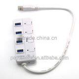USB 3.0 Hub 4 Ports Speed 5Gbps for PC Laptop With On/off Switch WHITE thumbnail-1