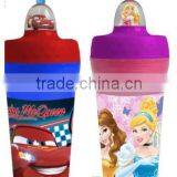 BPA Free Custom Printing Plastic Cartoon Bottle for Kid With Straw