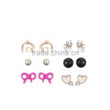 Fashion Jewelry Vine White Enamel Cat Black Pearl Pink Luckybow Heart Shape Cute Gift For Teen