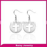 Hot Selling Fashion Wholesale 316l stainless steel drop earrings cross women jewelry