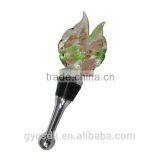 Novelty Flame Shaped Silver Foil Colorful Lampworking Glass Red Wine Stopper thumbnail-6