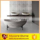 Luxuxy White Marble Oval Free Standing Bathtub thumbnail-3