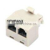 6P2C/6P4C/6P6C /8P8C Plug to 2 Jacks Surface Mount Box