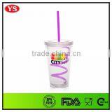16 oz Custom Drinking Bpa Free Plastic Cup With Straw for Promotion thumbnail-2