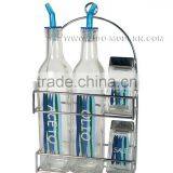 4pc Condiment Set,Blue Printing