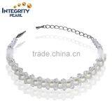 6mm AAA white rice fancy crystal girls natural fashion chunky pearl bracelet