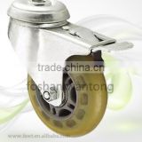 All Size White Transparent PU Swivel Furniture Casters With Locking