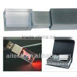Sales Promotion Logo Engraving Crystal USB With Color LED Light
