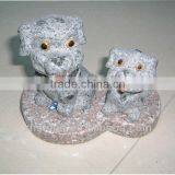 Couple Grey Stone Carved Dog Statue thumbnail-1