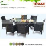 6 Seat Dinner Table and Chair Black Rattan Dining Table Set thumbnail-1
