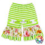 Red White Stripe With Flower Ruffle Designs Baby Icing Capris Wholesale Cotton Short Shorts Boutique Icing Ruffle Shorts thumbnail-4