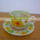 Glass Cup With Saucer Colorful thumbnail-1