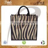 PP Laminated Jute Tote Bag With Padded Rope Handle & With One Color Two Side Zebra Texture Print thumbnail-1