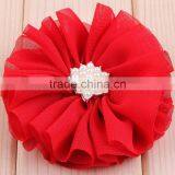 Hot Cutting Chiffon Flower With Pearl Bead Center for Kids Hair Accessories thumbnail-6