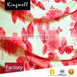 Custom Home Textile Red Flowers Digital Printed Linen Fabric thumbnail-2