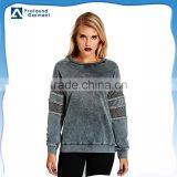 Fall Clothing Embroidered Acid Wash Crewneck Sweatshirt for Women thumbnail-1