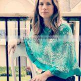 Elegant Blue Print Flower Adult Breastfeeding Top Wear / Breastfeeding Blouse Clothing thumbnail-1