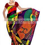 Flower Printed Saree in Ployster Fabric thumbnail-1