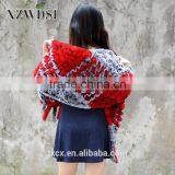 CX-B-65 160x40cm Red With Black Frost Rex Rabbit Fur Shawl For Ladies thumbnail-5