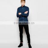 HOYUGO Navy Twill Shirt With Shirt Button Down Collar thumbnail-4