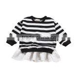 Striped Skirt Autumn New Korean Baby Skirt Spring and Autumn Children Stitching Lotus Leaf Dress thumbnail-1