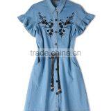 Zm35716a Latest Designs Elegant Embroidery Jeans Long Dress for Lady thumbnail-3