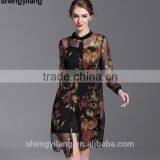 2016 Spring Summer Pure True Button-up Silk Long Sleeve Shirt Dress thumbnail-3