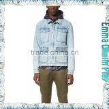 Men's Warm Weather White Blue Denim Jacket With Silver Button thumbnail-1