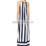 Sleeveless Stripe Long Chiffon Dress Guangzhou Clothing Manufacture With Good Quanlity thumbnail-3