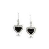 925 Fashion Sterling Silver Gemstone Heart Earrings With Black Agate W-AS1134 thumbnail-1
