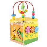 Wooden Children's Puzzle Toy Multifunction Round Bead Box Clock Time Cognition Toys for Kids thumbnail-2