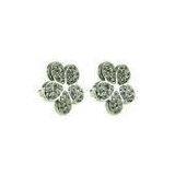 Stainless Steel Stud Earrings, Crystal Stud Earrings Crystal Flower Pave Stone Fashion Earrings For