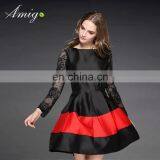 Top Sale Long Lace Sleeve With 2 Color Young Lady Fluffy Skirt Dress thumbnail-1