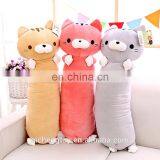 lovely plush stuffed animal sofa pillow cat head long barrel pillow