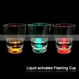 Water Activated Small Glass/LED Lighted Cup/bar Use Flashing Cup