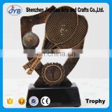 China supplier resin tennis racket and ball trophy for decoration