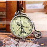 Vintage Eiffel Tower Logo Bronze Pocket Watch With Leather Chain thumbnail-4