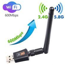 Mini 600Mbps USB Wifi Adapter 5.8GHz+2.4GHz USB2.0 Receiver Wireless Network Card Lan Wi-Fi High Speed Antenna thumbnail-2